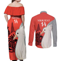 Custom Nouvelle-Caledonie Football Couples Matching Off Shoulder Maxi Dress and Long Sleeve Button Shirt Allez Les Cagous Simple Style LT14 - Polynesian Pride