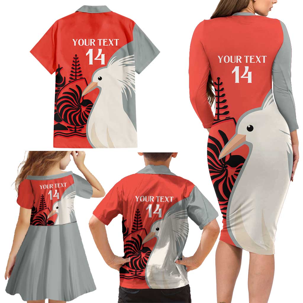 Custom Nouvelle-Caledonie Football Family Matching Long Sleeve Bodycon Dress and Hawaiian Shirt Allez Les Cagous Simple Style