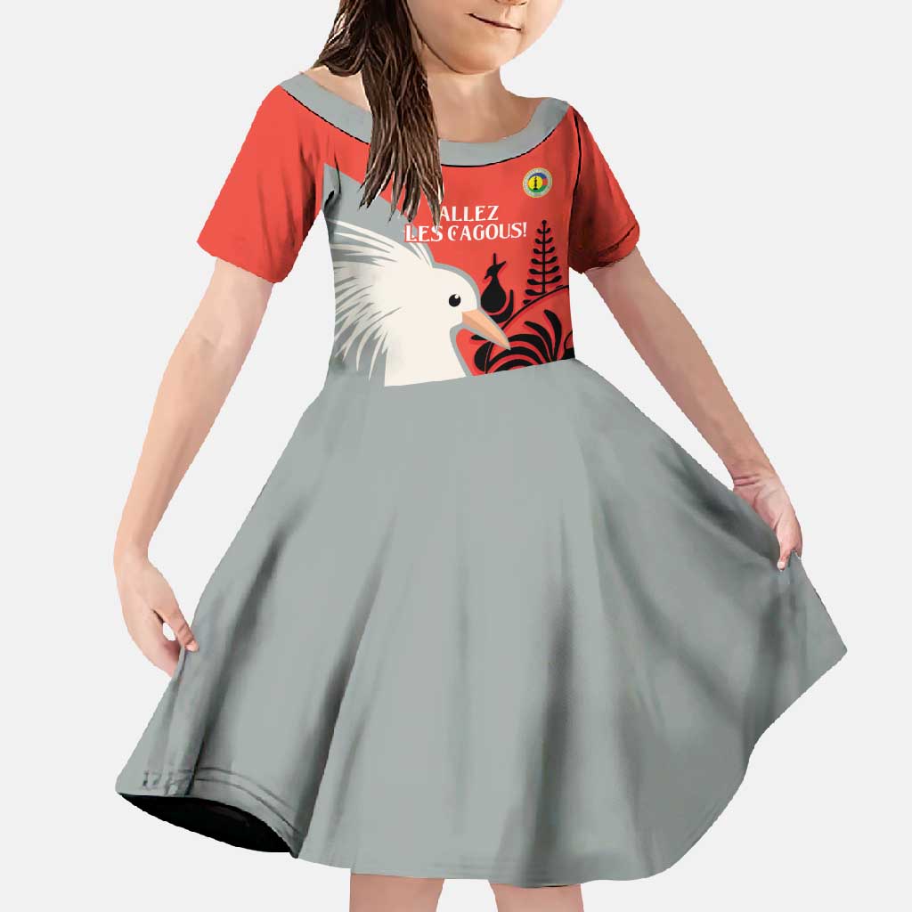 Custom Nouvelle-Caledonie Football Family Matching Off Shoulder Maxi Dress and Hawaiian Shirt Allez Les Cagous Simple Style