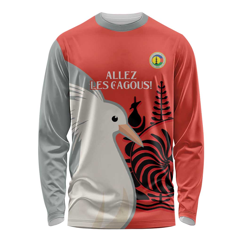 Custom Nouvelle-Caledonie Football Long Sleeve Shirt Allez Les Cagous Simple Style LT14 Unisex Red - Polynesian Pride