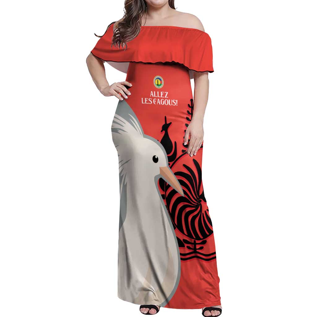 Custom Nouvelle-Caledonie Football Off Shoulder Maxi Dress Allez Les Cagous Simple Style