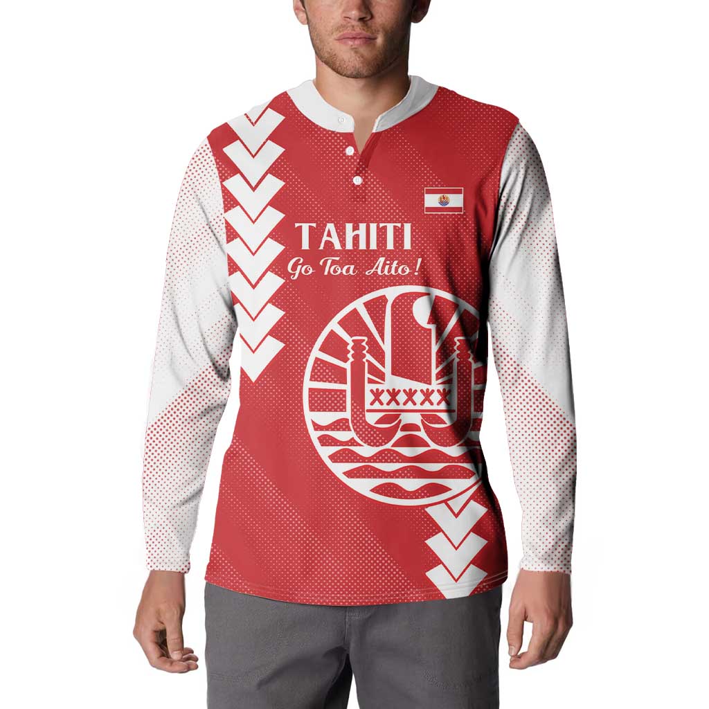 Custom Tahiti Football Button Sweatshirt Go Toa Aito