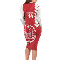 Custom Tahiti Football Long Sleeve Bodycon Dress Go Toa Aito