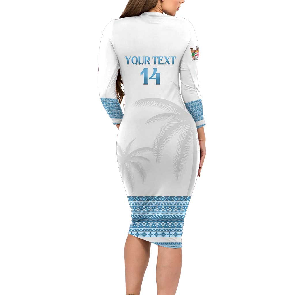 Custom Fiji Tapa Football Long Sleeve Bodycon Dress Go Bula Boy!