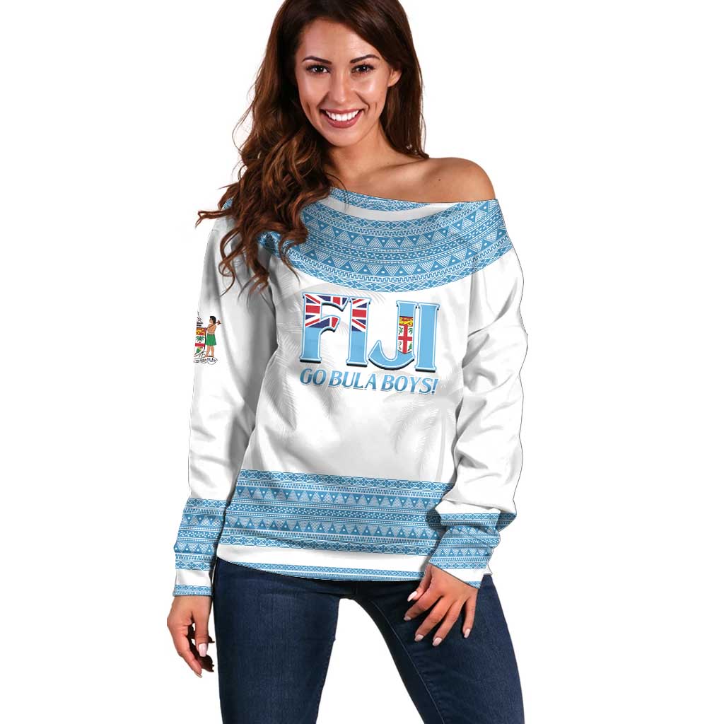 Custom Fiji Tapa Football Off Shoulder Sweater Go Bula Boy!