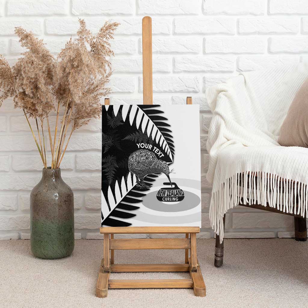 New Zealand Silver Fern Curling Personalised Canvas Wall Art Aotearoa Kiwi Ponga Black White Version - Polynesian Pride