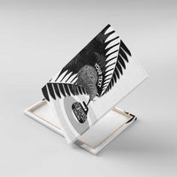 New Zealand Silver Fern Curling Personalised Canvas Wall Art Aotearoa Kiwi Ponga Black White Version - Polynesian Pride