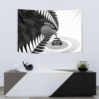 New Zealand Silver Fern Curling Personalised Tapestry Aotearoa Kiwi Ponga Black White Version - Polynesian Pride