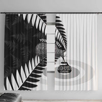 New Zealand Silver Fern Curling Personalised Window Curtain Aotearoa Kiwi Ponga Black White Version - Polynesian Pride