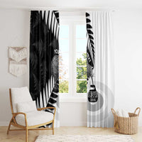 New Zealand Silver Fern Curling Personalised Window Curtain Aotearoa Kiwi Ponga Black White Version - Polynesian Pride