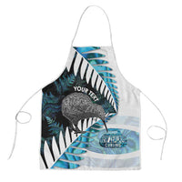 New Zealand Silver Fern Curling Personalised Apron Aotearoa Kiwi Ponga Paua Shell Version - Polynesian Pride