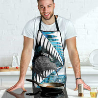 New Zealand Silver Fern Curling Personalised Apron Aotearoa Kiwi Ponga Paua Shell Version - Polynesian Pride