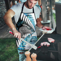 New Zealand Silver Fern Curling Personalised Apron Aotearoa Kiwi Ponga Paua Shell Version - Polynesian Pride