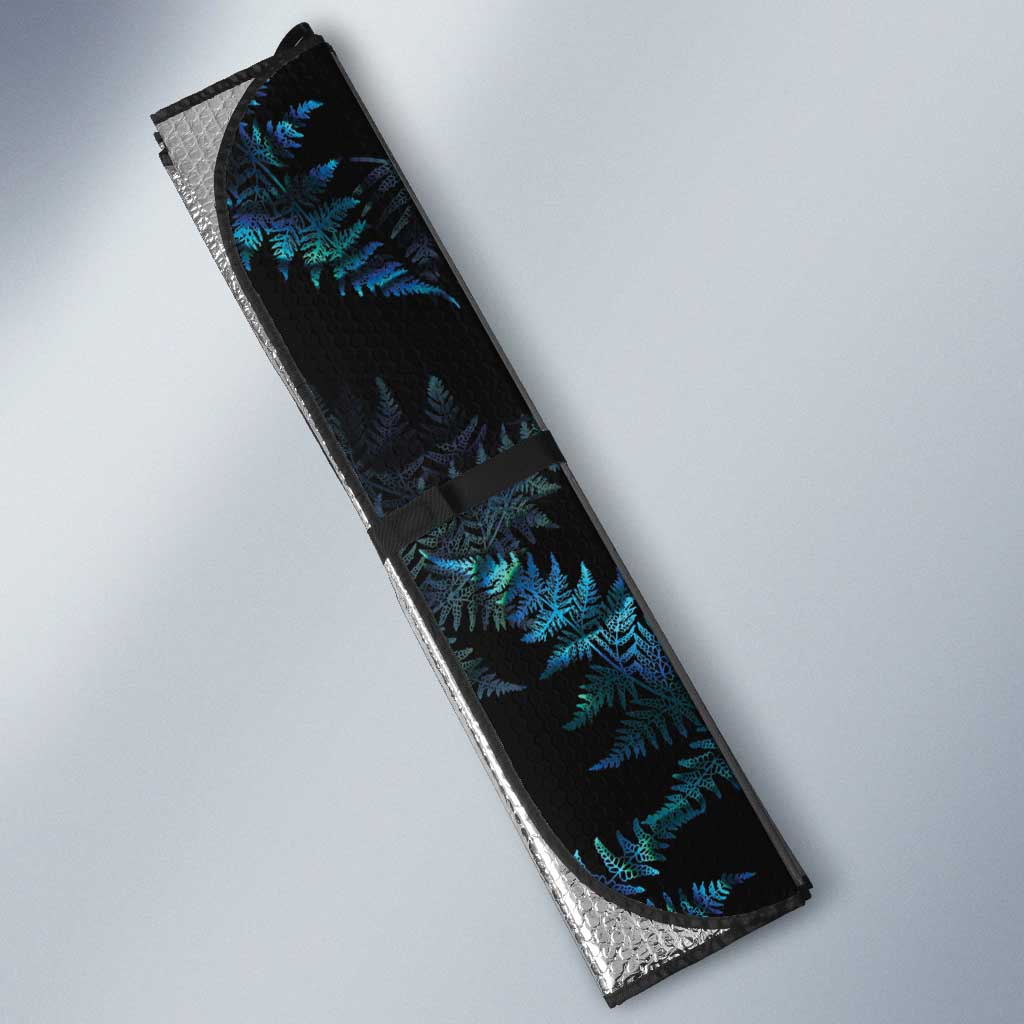 New Zealand Silver Fern Curling Personalised Auto Sun Shade Aotearoa Kiwi Ponga Paua Shell Version - Polynesian Pride