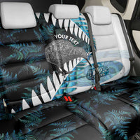 New Zealand Silver Fern Curling Personalised Back Car Seat Cover Aotearoa Kiwi Ponga Paua Shell Version - Polynesian Pride