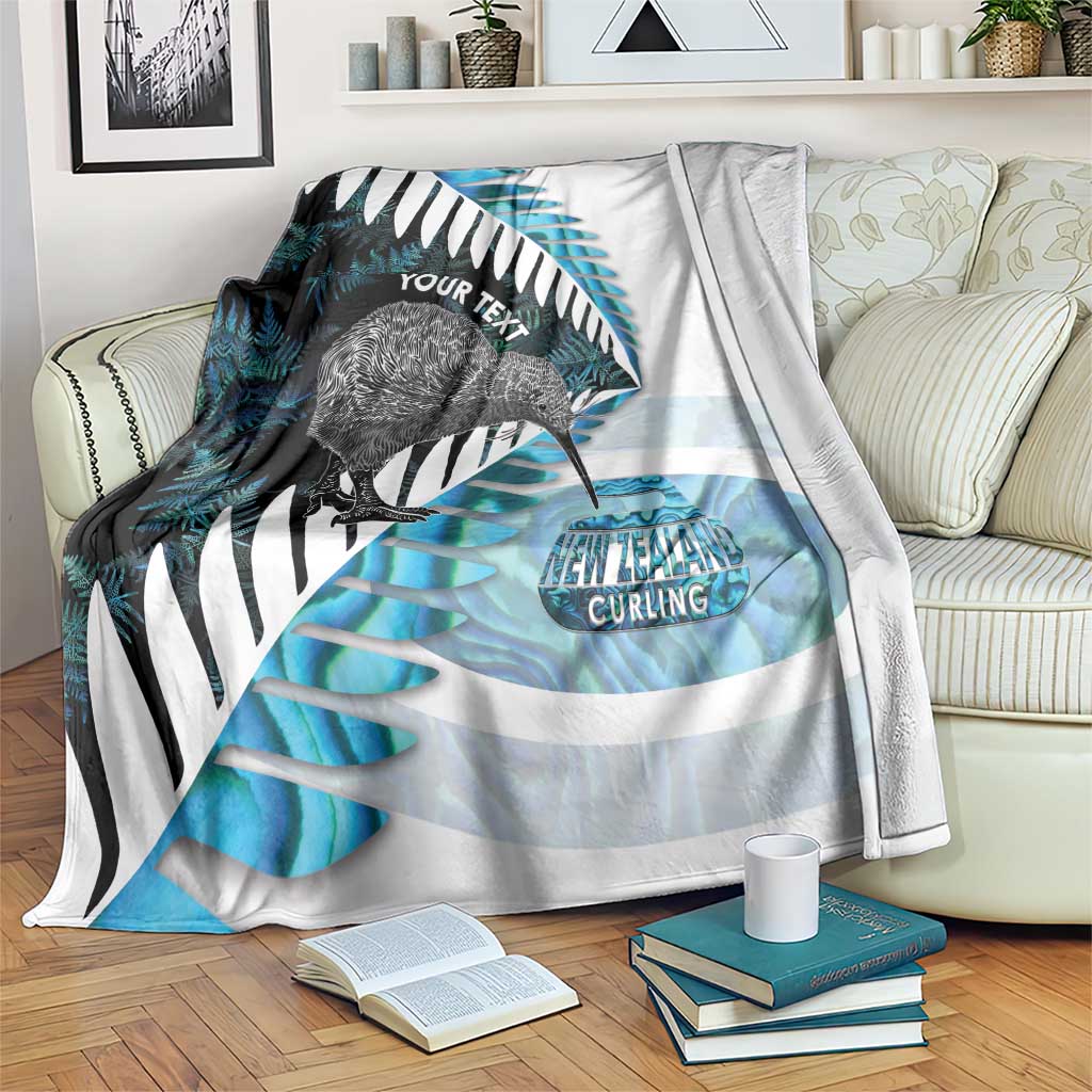 New Zealand Silver Fern Curling Personalised Blanket Aotearoa Kiwi Ponga Paua Shell Version - Polynesian Pride