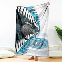 New Zealand Silver Fern Curling Personalised Blanket Aotearoa Kiwi Ponga Paua Shell Version - Polynesian Pride