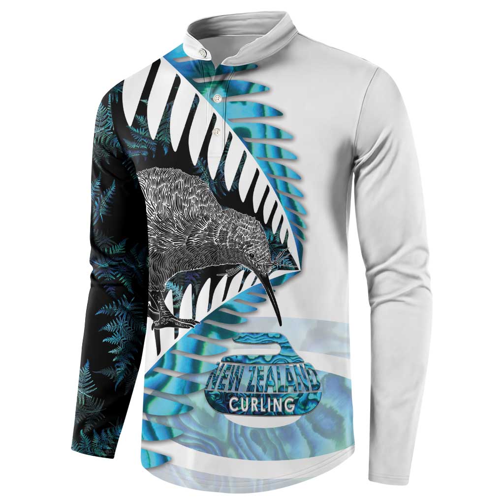 New Zealand Silver Fern Curling Personalised Button Sweatshirt Aotearoa Kiwi Ponga Paua Shell Version LT14 - Polynesian Pride