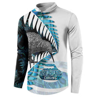 New Zealand Silver Fern Curling Personalised Button Sweatshirt Aotearoa Kiwi Ponga Paua Shell Version LT14 - Polynesian Pride