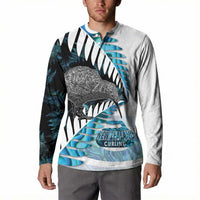 New Zealand Silver Fern Curling Personalised Button Sweatshirt Aotearoa Kiwi Ponga Paua Shell Version LT14 - Polynesian Pride