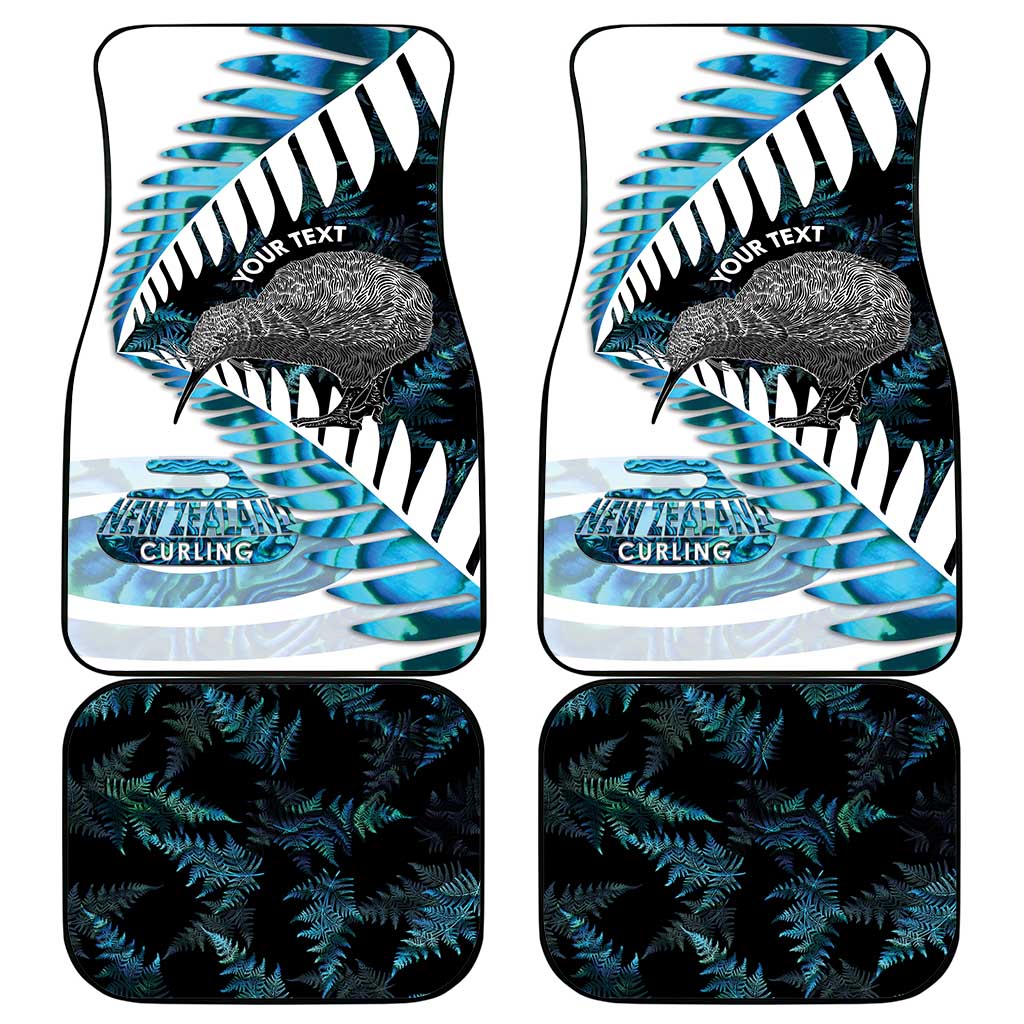 New Zealand Silver Fern Curling Personalised Car Mats Aotearoa Kiwi Ponga Paua Shell Version - Polynesian Pride