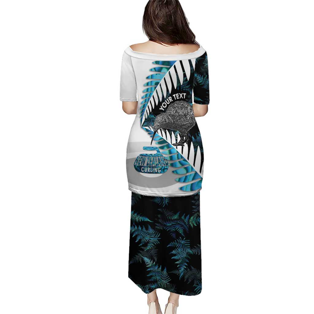New Zealand Silver Fern Curling Personalised Family Matching Puletasi and Hawaiian Shirt Aotearoa Kiwi Ponga Paua Shell Version - Polynesian Pride