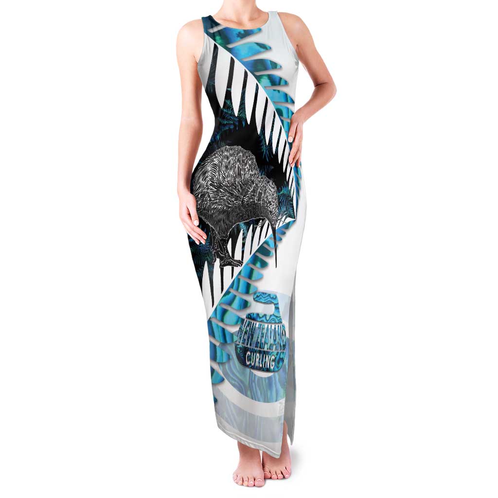 New Zealand Silver Fern Curling Personalised Family Matching Tank Maxi Dress and Hawaiian Shirt Aotearoa Kiwi Ponga Paua Shell Version - Polynesian Pride