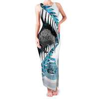 New Zealand Silver Fern Curling Personalised Family Matching Tank Maxi Dress and Hawaiian Shirt Aotearoa Kiwi Ponga Paua Shell Version - Polynesian Pride