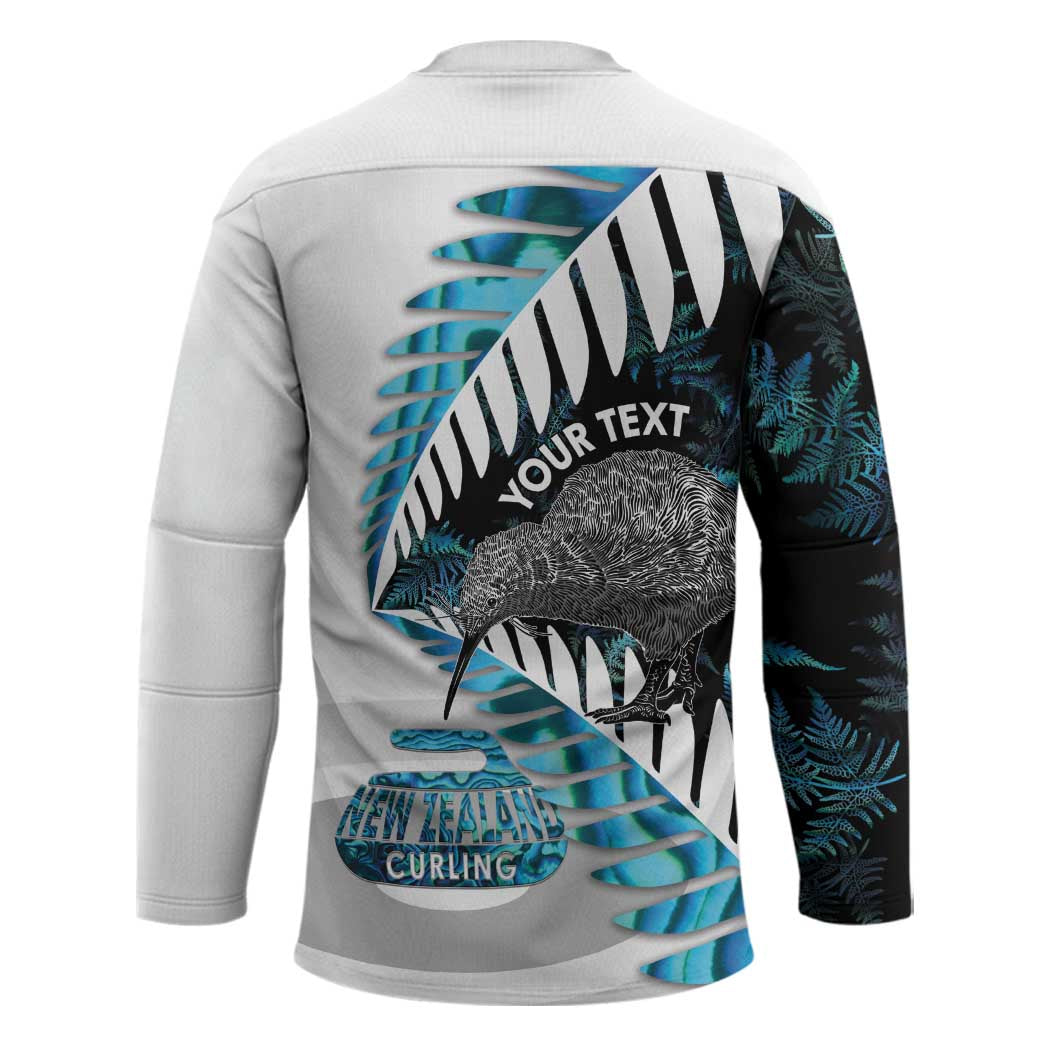 New Zealand Silver Fern Curling Personalised Hockey Jersey Aotearoa Kiwi Ponga Paua Shell Version - Polynesian Pride