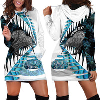 New Zealand Silver Fern Curling Personalised Hoodie Dress Aotearoa Kiwi Ponga Paua Shell Version - Polynesian Pride