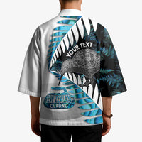 New Zealand Silver Fern Curling Personalised Kimono Aotearoa Kiwi Ponga Paua Shell Version - Polynesian Pride