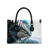 New Zealand Silver Fern Curling Personalised Leather Bag Aotearoa Kiwi Ponga Paua Shell Version - Polynesian Pride
