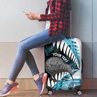 New Zealand Silver Fern Curling Personalised Luggage Cover Aotearoa Kiwi Ponga Paua Shell Version LT14 - Polynesian Pride