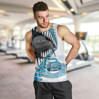 New Zealand Silver Fern Curling Personalised Men Tank Top Aotearoa Kiwi Ponga Paua Shell Version - Polynesian Pride