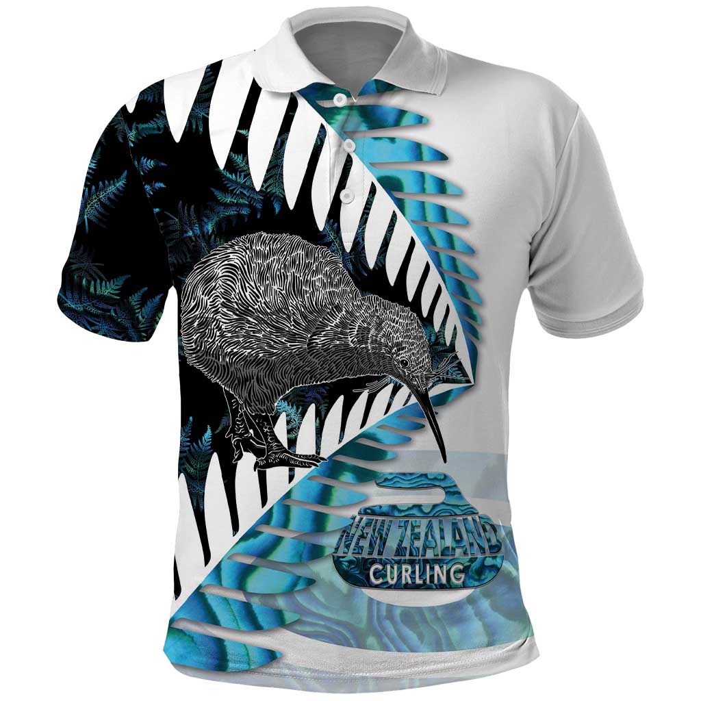 New Zealand Silver Fern Curling Personalised Polo Shirt Aotearoa Kiwi Ponga Paua Shell Version - Polynesian Pride