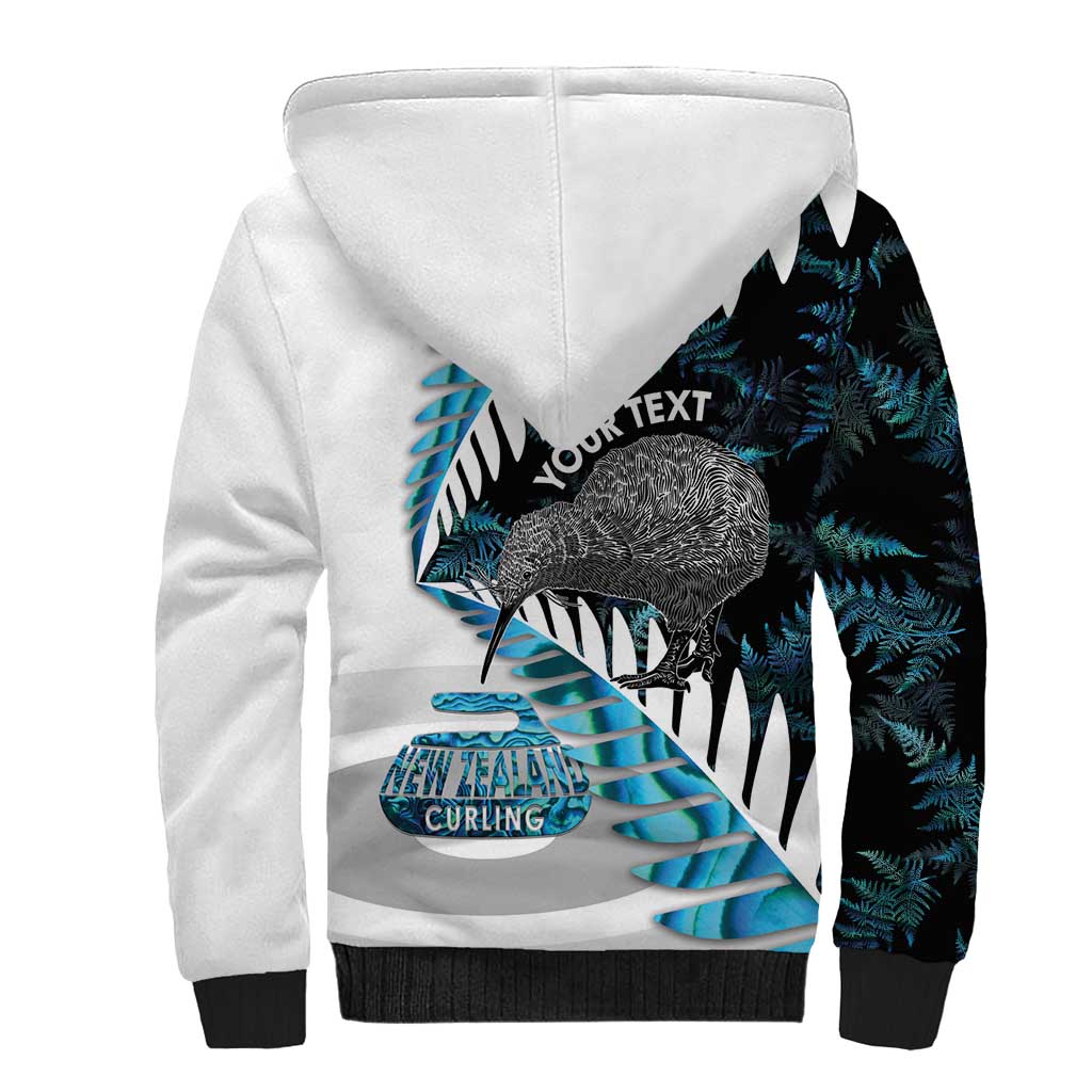 New Zealand Silver Fern Curling Personalised Sherpa Hoodie Aotearoa Kiwi Ponga Paua Shell Version - Polynesian Pride