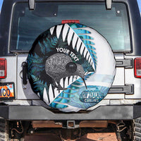 New Zealand Silver Fern Curling Personalised Spare Tire Cover Aotearoa Kiwi Ponga Paua Shell Version LT14 Black - Polynesian Pride