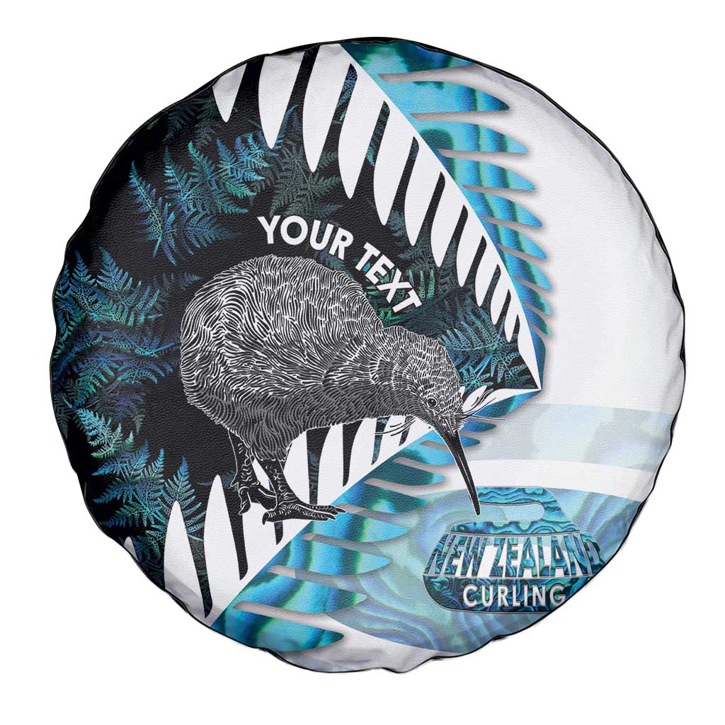 New Zealand Silver Fern Curling Personalised Spare Tire Cover Aotearoa Kiwi Ponga Paua Shell Version LT14 - Polynesian Pride