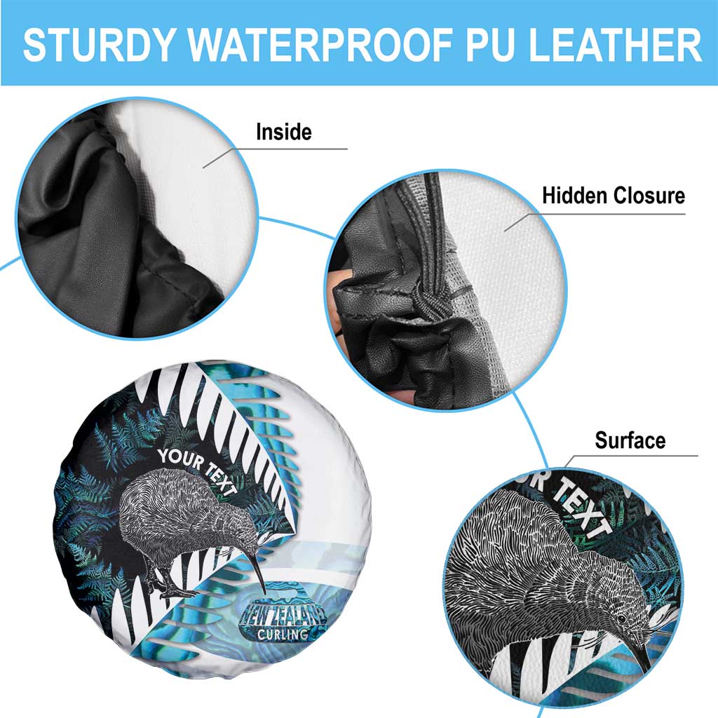 New Zealand Silver Fern Curling Personalised Spare Tire Cover Aotearoa Kiwi Ponga Paua Shell Version LT14 - Polynesian Pride