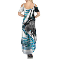 New Zealand Silver Fern Curling Personalised Summer Maxi Dress Aotearoa Kiwi Ponga Paua Shell Version LT14 - Polynesian Pride