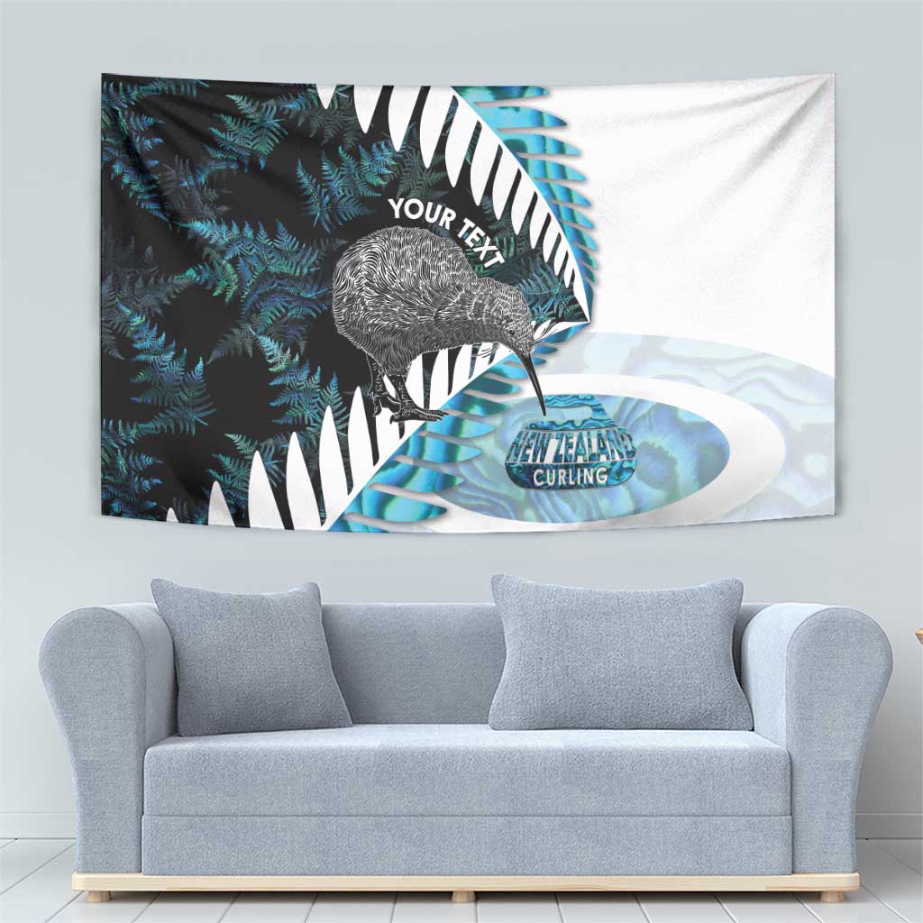 New Zealand Silver Fern Curling Personalised Tapestry Aotearoa Kiwi Ponga Paua Shell Version - Polynesian Pride