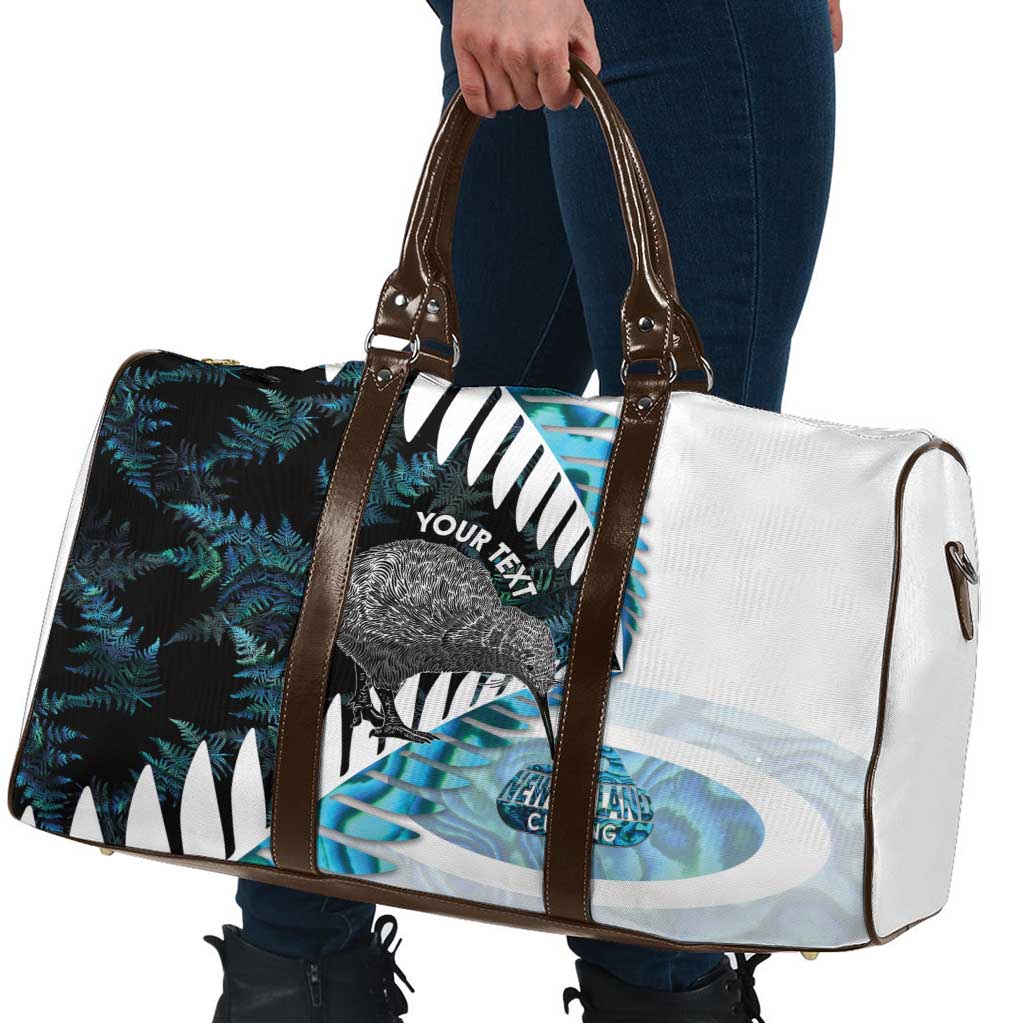 New Zealand Silver Fern Curling Personalised Travel Bag Aotearoa Kiwi Ponga Paua Shell Version LT14 - Polynesian Pride