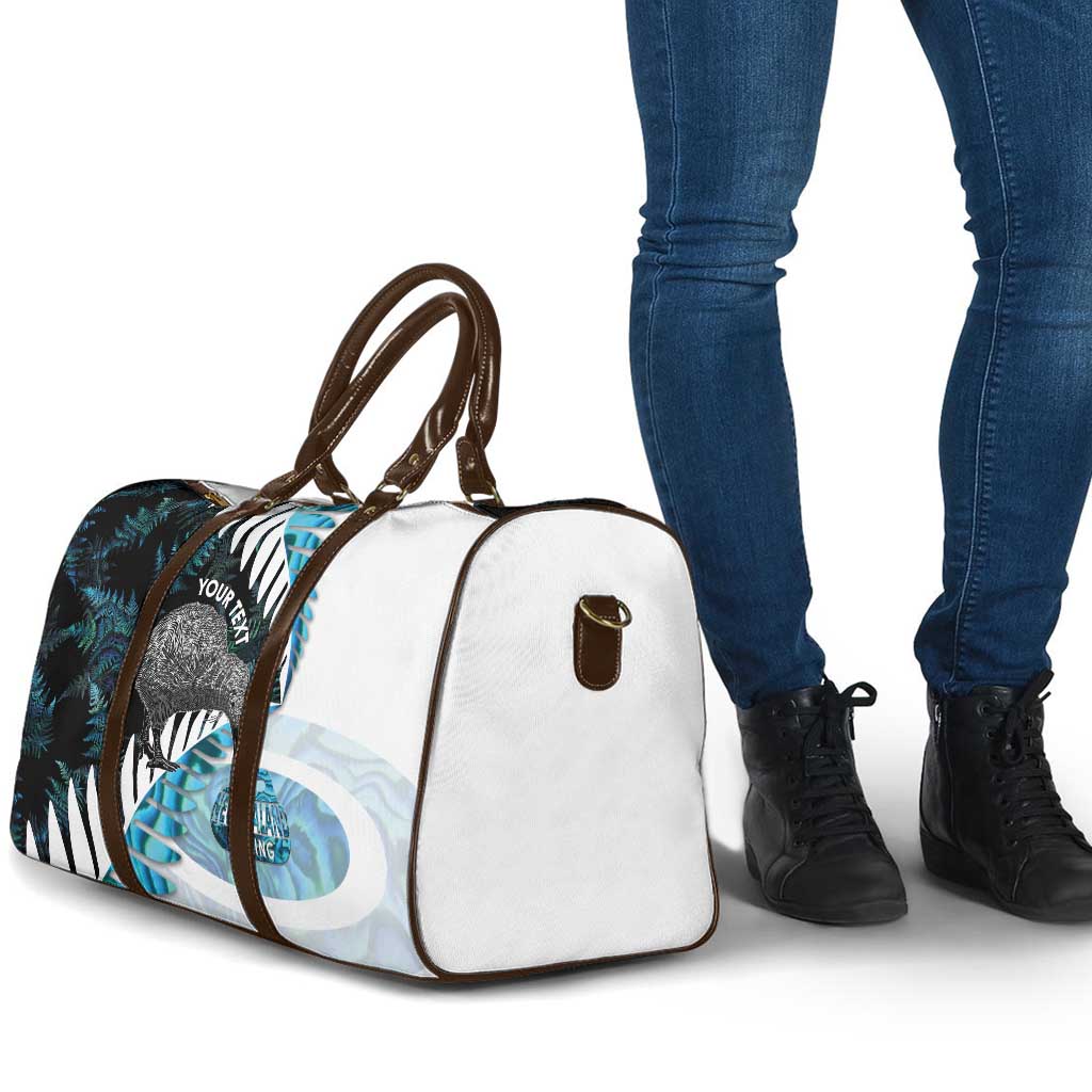 New Zealand Silver Fern Curling Personalised Travel Bag Aotearoa Kiwi Ponga Paua Shell Version LT14 - Polynesian Pride