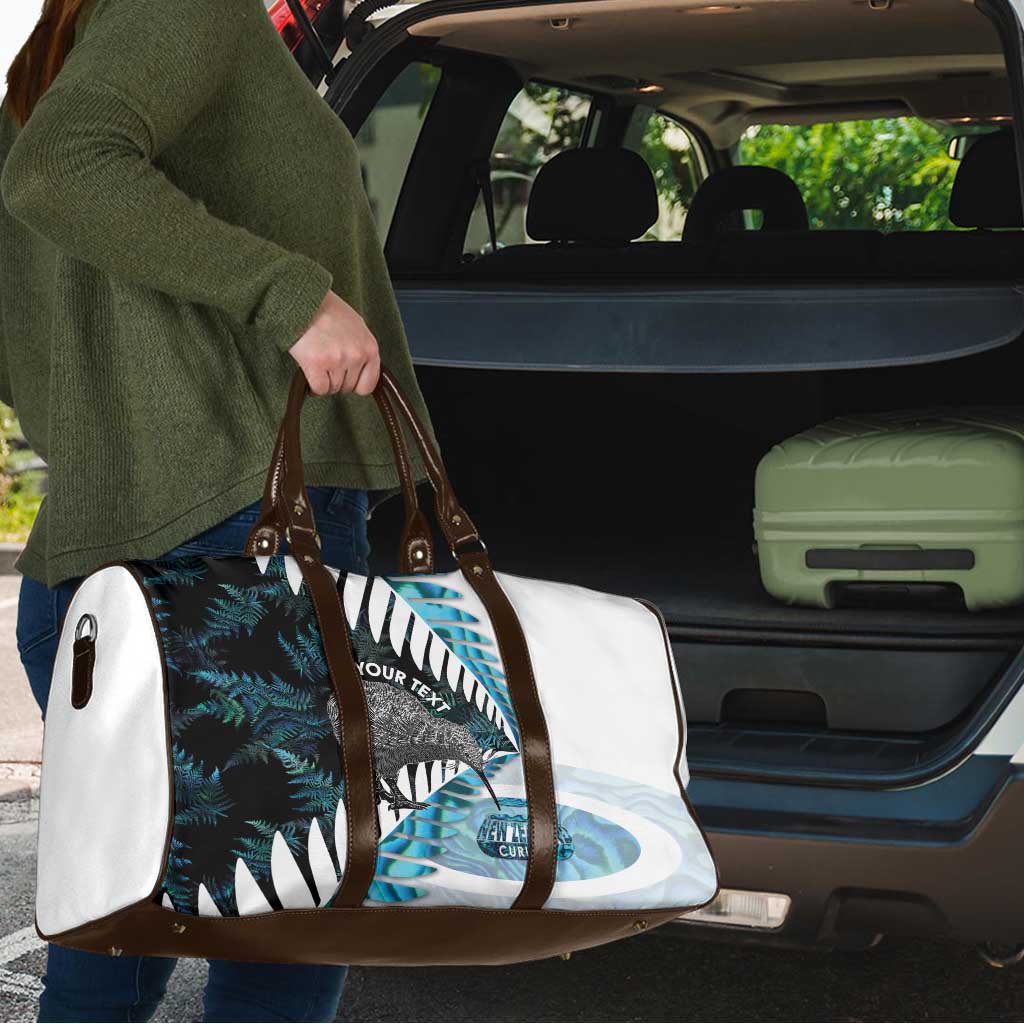 New Zealand Silver Fern Curling Personalised Travel Bag Aotearoa Kiwi Ponga Paua Shell Version LT14 - Polynesian Pride