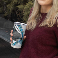 New Zealand Silver Fern Curling Personalised Tumbler Cup Aotearoa Kiwi Ponga Paua Shell Version LT14 - Polynesian Pride