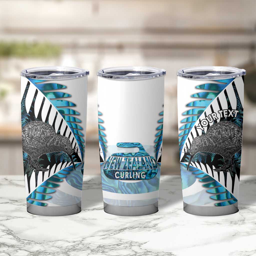 New Zealand Silver Fern Curling Personalised Tumbler Cup Aotearoa Kiwi Ponga Paua Shell Version LT14 - Polynesian Pride