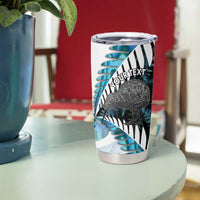 New Zealand Silver Fern Curling Personalised Tumbler Cup Aotearoa Kiwi Ponga Paua Shell Version LT14 - Polynesian Pride