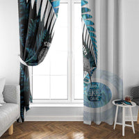 New Zealand Silver Fern Curling Personalised Window Curtain Aotearoa Kiwi Ponga Paua Shell Version - Polynesian Pride