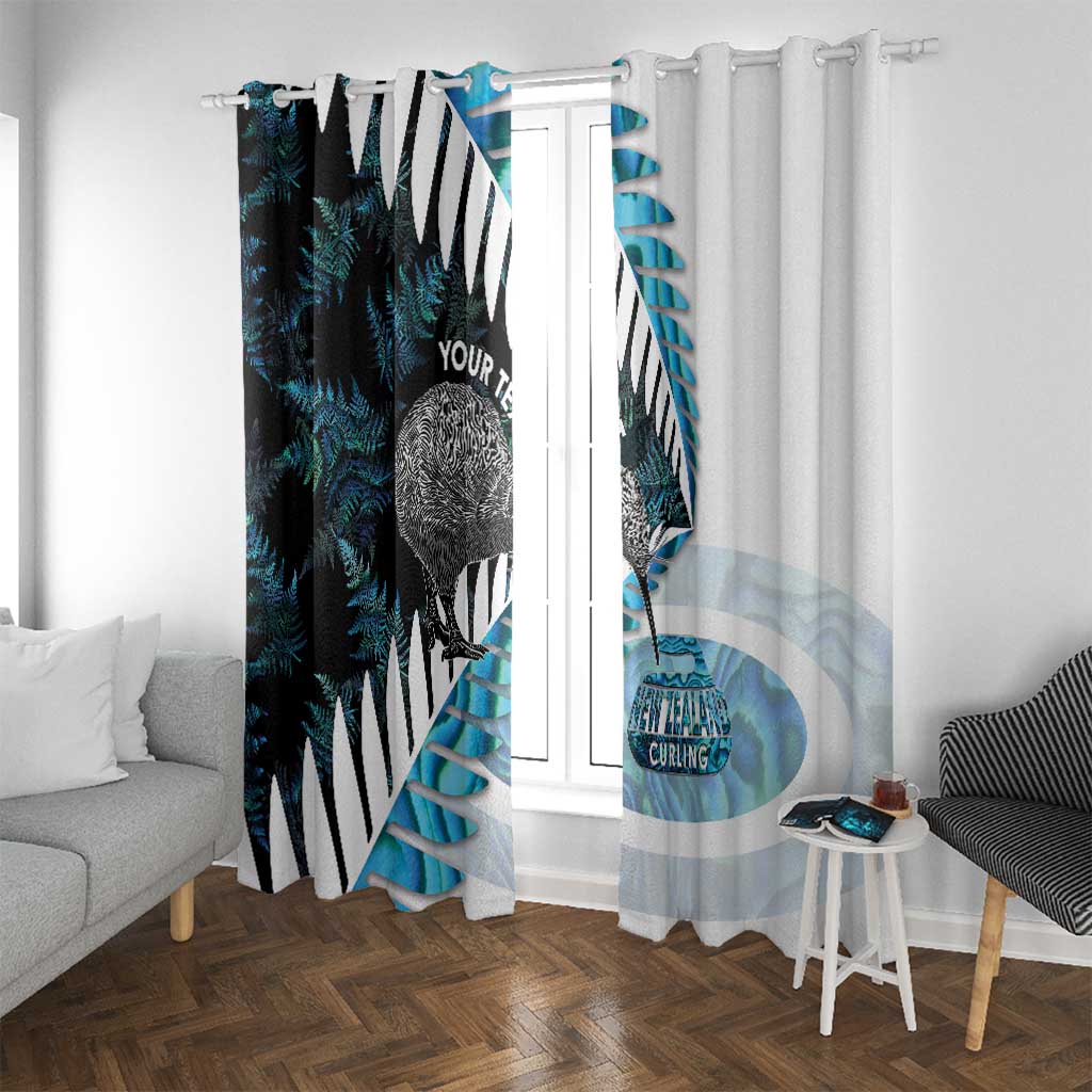 New Zealand Silver Fern Curling Personalised Window Curtain Aotearoa Kiwi Ponga Paua Shell Version - Polynesian Pride