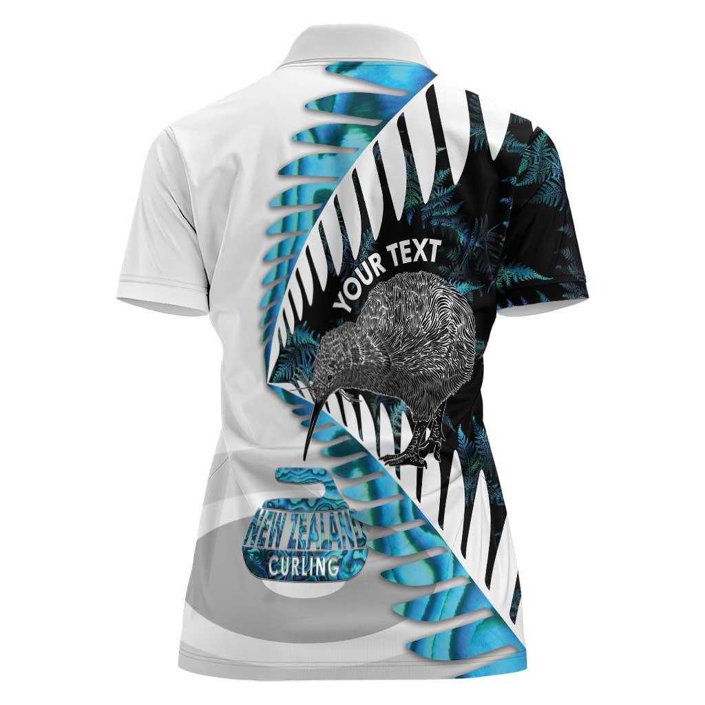 New Zealand Silver Fern Curling Personalised Women Polo Shirt Aotearoa Kiwi Ponga Paua Shell Version - Polynesian Pride